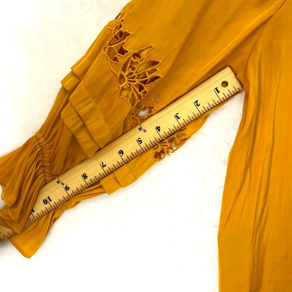 White House Black Market Women's Yellow Blouse Sz M - Picture 7 of 9